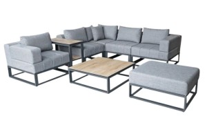 VELACO Meble ogrodowe SYRIUSZ-GR zestaw 6 - osobowy w aluminiowej ramie kolor SZARY