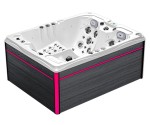 HYDROSAN - Wanna SPA Jacuzzi ogrodowe z hydromasażem 3-osobowa 213x165 cm BIAŁA PERŁA OBUDOWA SZARA DESKA F22 SPA754