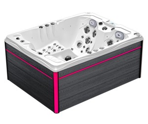HYDROSAN - Wanna SPA Jacuzzi ogrodowe z hydromasażem 3-osobowa 213x165 cm BIAŁA PERŁA OBUDOWA SZARA DESKA F22 SPA754