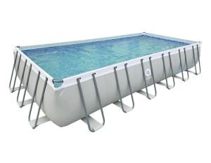 VELACO Basen ogrodowy stelażowy prostokątny AVENLI CRYSTAL 760x360x132 cm w zestawie  z pompą filtrującą kolor SZARY