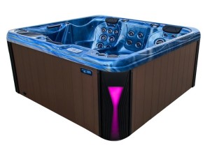 HYDROSAN - Wanna SPA Jacuzzi ogrodowe z hydromasażem 4-osobowa 200x200 cm NIEBIESKA FALA OCEANU OBUDOWA KAWA SPA566