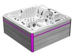 HYDROSAN - Wanna SPA Jacuzzi ogrodowe z hydromasażem 5-osobowa 210x210 cm BIAŁA PERŁA OBUDOWA SZARA DESKA F27 SPA747