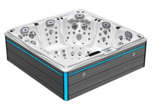 HYDROSAN - Wanna SPA Jacuzzi ogrodowe z hydromasażem 5-osobowa 230x230 cm BIAŁA PERŁA OBUDOWA SZARA DESKA F24 SPA748