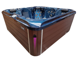 HYDROSAN - Wanna SPA Jacuzzi ogrodowe z hydromasażem 5-osobowa 220x220 cm NIEBIESKA FALA OCEANU OBUDOWA KAWA SPA560