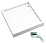 SCHEDPOL SCHEDLINE COLLECTION Brodzik kwadratowy zintegrowany FAVORY PLUS WHITE STONE (biały kamień) 80x80x16 z systemem STABILSOUND PLUS 3ST.F1K-8080/B/ST GRATIS SYFON 90 MM-Darmowa dostawa