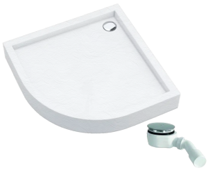 SCHEDPOL SCHEDLINE COLLECTION Brodzik półokrągły zintegrowany FAVORY PLUS WHITE STONE (biały kamień) 80x80x16 z systemem STABILSOUND PLUS 3ST.F1O-8080/B/ST GRATIS SYFON 90 MM-Darmowa dostawa