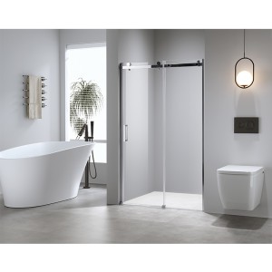 HYDROSAN Drzwi prysznicowe przesuwne 100x190 na rolkach chrom szkło transparentne  8mm z powłoką Nano Glass SH03B-100