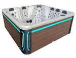 HYDROSAN - Wanna SPA Jacuzzi ogrodowe z hydromasażem 6-osobowa 220x220 cm BIAŁA PERŁA OBUDOWA KAWA SPA743
