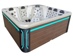 HYDROSAN - Wanna SPA Jacuzzi ogrodowe z hydromasażem 6-osobowa 220x220 cm BIAŁA PERŁA OBUDOWA KAWA SPA743