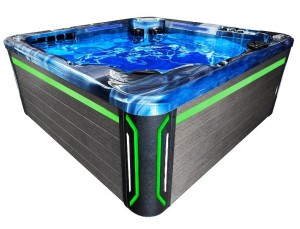HYDROSAN - Wanna SPA Jacuzzi ogrodowe z hydromasażem 6-osobowa 220x220 cm NIEBIESKA FALA OCEANU OBUDOWA SZARA SPA743
