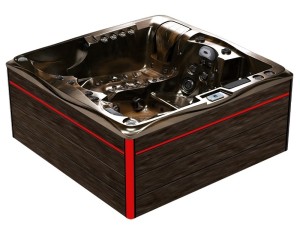 HYDROSAN - Wanna SPA Jacuzzi ogrodowe z hydromasażem 5-osobowa 210x210 cm MAGMA GOLD OBUDOWA BRĄZOWA DESKA F21 SPA747