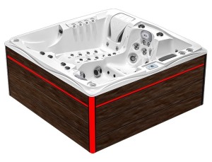 HYDROSAN - Wanna SPA Jacuzzi ogrodowe z hydromasażem 5-osobowa 210x210 cm BIAŁA PERŁA OBUDOWA BRĄZOWA DESKA F21 SPA747