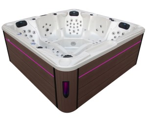 HYDROSAN - Wanna SPA Jacuzzi ogrodowe z hydromasażem 5-osobowa 230x230 cm BIAŁA PERŁA OBUDOWA KAWA SPA702
