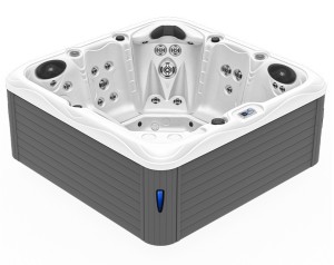 HYDROSAN - Wanna SPA Jacuzzi ogrodowe z hydromasażem 5-osobowa 200x200 cm 230V BIAŁA PERŁA OBUDOWA SZARA SPA752