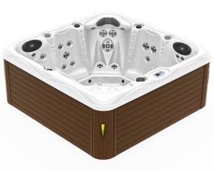 HYDROSAN - Wanna SPA Jacuzzi ogrodowe z hydromasażem 5-osobowa 200x200 cm 230V BIAŁA PERŁA OBUDOWA KAWA SPA752