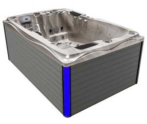 HYDROSAN - Wanna SPA Jacuzzi ogrodowe z hydromasażem 2-osobowa 200x135 cm 230V CAPPUCCINO OBUDOWA SZARA SPA749