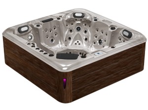 HYDROSAN - Wanna SPA Jacuzzi ogrodowe z hydromasażem 5-osobowa 230x230 cm CAPPUCCINO OBUDOWA BRĄZOWA DESKA F21 SPA755