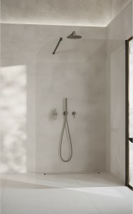 ADNaturalnie Kabina prysznicowa WALK IN przyścienna GARDA WALL 110x194 cm szkło transparentne wykończenie CZARNE z powłoką NANO SPR-005TR-110CZ