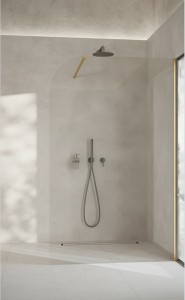 ADNaturalnie Kabina prysznicowa WALK IN przyścienna GARDA WALL 120x194 cm szkło transparentne wykończenie ZŁOTE SZCZOTKOWANE z powłoką NANO SPR-005TR-120ZSZ