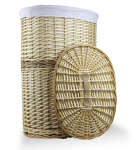 CORSAN - Kosz wiklinowy na pranie NATURA OWALNY z wyściółką ECRU 46x33x66 cm 730XL