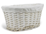 CORSAN - Koszyk wiklinowy organizer BIAŁY OWALNY z wyściółką ECRU 30x20x15 cm 730S