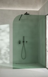 ADNaturalnie Kabina prysznicowa WALK IN przyścienna GARDA WALL 100x194 cm szkło zielone wykończenie CZARNE z powłoką NANO SPR-005ZL-100CZ