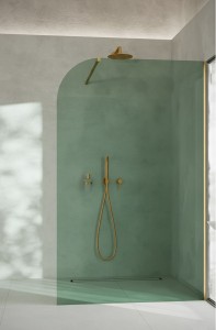 ADNaturalnie Kabina prysznicowa WALK IN przyścienna GARDA WALL 100x194 cm szkło zielone wykończenie ZŁOTE SZCZOTKOWANE z powłoką NANO SPR-005ZL-100ZSZ