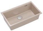 Quadron Unique Zlewozmywak granitowy jednokomorowy wpuszczany 76*45*23,5 cm LOGAN 110 PEARL BEIGE z syfonem save space w kolorze stalowym-DARMOWA DOSTAWA 