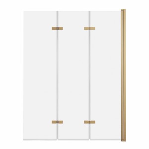 ADNaturalnie Parawan nawannowy trzyczęściowy składany SAJNO 120x150 cm szkło transparentne wykończenie ZŁOTE SZCZOTKOWANE z powłoką NANO SPW-003-120ZSZ
