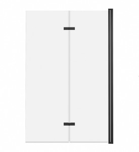 ADNaturalnie Parawan nawannowy dwuczęściowy składany JEZIORAK 100x150 cm szkło transparentne wykończenie CZARNE z powłoką NANO SPW-002-100CZ