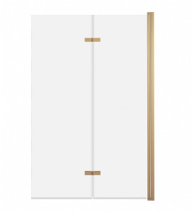 ADNaturalnie Parawan nawannowy dwuczęściowy składany JEZIORAK 100x150 cm szkło transparentne wykończenie ZŁOTE SZCZOTKOWANE z powłoką NANO SPW-002-100ZSZ