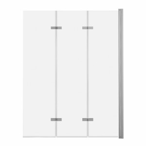 ADNaturalnie Parawan nawannowy trzyczęściowy składany SAJNO 120x150 cm szkło transparentne wykończenie NIKIEL SZCZOTKOWANY z powłoką NANO SPW-003-120NSZ