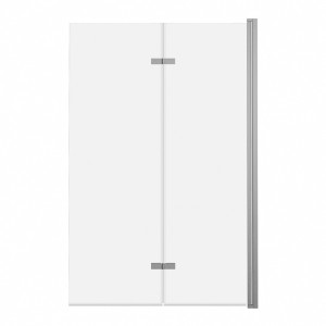 ADNaturalnie Parawan nawannowy dwuczęściowy składany JEZIORAK 120x150 cm szkło transparentne wykończenie NIKIEL SZCZOTKOWANY z powłoką NANO SPW-002-120NSZ