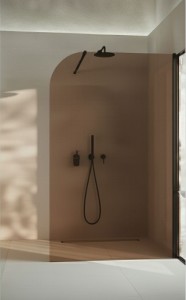 ADNaturalnie Kabina prysznicowa WALK IN przyścienna GARDA WALL 100x194 cm szkło brązowe wykończenie CZARNE z powłoką NANO SPR-005BR-100CZ