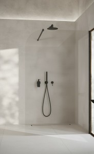 ADNaturalnie Kabina prysznicowa WALK IN przyścienna GARDA WALL 100x194 cm szkło transparentne wykończenie CZARNE z powłoką NANO SPR-005TR-100CZ