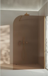 ADNaturalnie Kabina prysznicowa WALK IN przyścienna GARDA WALL 100x194 cm szkło brązowe wykończenie ZŁOTE SZCZOTKOWANE z powłoką NANO SPR-005BR-100ZSZ