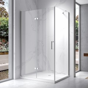 HYDROSAN Kabina prysznicowa prostokątna narożna 120x80x195/193,2 drzwi pojedyncze składane chrom szkło transparentne uniwersalna z powłoką Nano Glass ZES-KZ20F-120X80