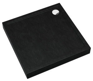 SCHEDPOL SCHEDLINE COLLECTION Brodzik kwadratowy CAMERON BLACK STONE (czarny kamień) 90x90x12 z systemem STABILSOUND PLUS 3ST.C1K-9090/C/ST - Darmowa dostawa