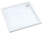 SCHEDPOL SCHEDLINE COLLECTION Brodzik kwadratowy SHARPER SMOOTH WHITE (biały gładki) 75x75x4,5 ODPŁYW W NAROŻNIKU z systemem STANDARD PLUS 3S.S1K-7575 - Darmowa dostawa
