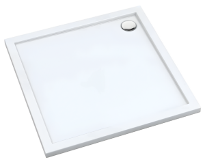 SCHEDPOL SCHEDLINE COLLECTION Brodzik kwadratowy SHARPER SMOOTH WHITE (biały gładki) 75x75x4,5 ODPŁYW W NAROŻNIKU z systemem STANDARD PLUS 3S.S1K-7575 - Darmowa dostawa