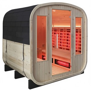 HYDROSAN SAUNA OGRODOWA KOMBO INFRARED-FIŃSKA HAMAR BECZKA 4-6 OSOBOWA 200x180x200 cm  Z PIECEM HARVIA 8KW