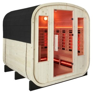 HYDROSAN SAUNA OGRODOWA KOMBO INFRARED-FIŃSKA VANTA BECZKA 4-6 OSOBOWA 200x200x200 cm  Z PIECEM HARVIA 8KW