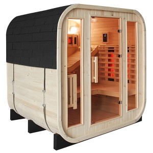 HYDROSAN SAUNA OGRODOWA KOMBO INFRARED-FIŃSKA MOLDE-A BECZKA 4-6 OSOBOWA 200x180x200 cm  Z PIECEM HARVIA 8KW