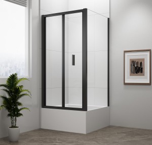 POLYSAN Kabina prysznicowa prostokątna uniwersalna drzwi składane DEEP 75x100x165 szkło transparentne kolor BLACK (czarny mat) MD1910B-01