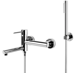 CORSAN - Bateria  LUGO wannowo-natryskowa ścienna ze składaną wylewką z punktowym zestawem prysznicowym CHROM CMZ7541CH - DARMOWA DOSTAWA