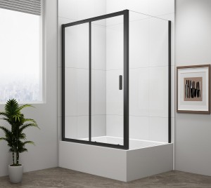 POLYSAN Kabina prysznicowa prostokątna uniwersalna drzwi przesuwne DEEP 75x120x165 szkło transparentne kolor BLACK (czarny mat) MD1216B-01