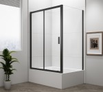 POLYSAN Kabina prysznicowa prostokątna uniwersalna drzwi przesuwne DEEP 90x120x165 szkło transparentne kolor BLACK (czarny mat) MD1216B-02