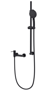 CORSAN - Bateria  LUGO natryskowa ścienna z zestawem prysznicowym CZARNA CMZ7551BL - DARMOWA DOSTAWA