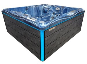 HYDROSAN - Wanna SPA Jacuzzi ogrodowe z hydromasażem 5-osobowa 210x210 cm NIEBIESKA FALA OCEANU OBUDOWA SZARA DESKA F22 SPA747