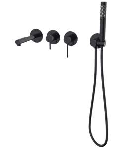 CORSAN - Bateria  LUGO wannowa ścienna podtynkowa z punktowym zestawem prysznicowym CZARNA CMB7554BL - DARMOWA DOSTAWA